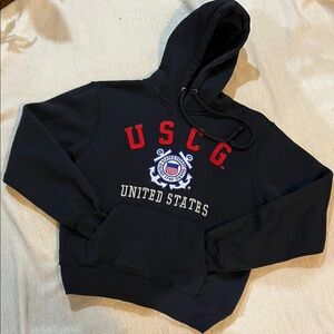 USCG Navy Hoodie with Red and White Accents